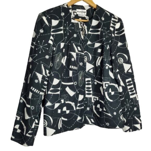 Vintage Joan Leslie Blazer Women Size 12 Black Y2K Zipper Mod Funky Indie Casual - Picture 1 of 9